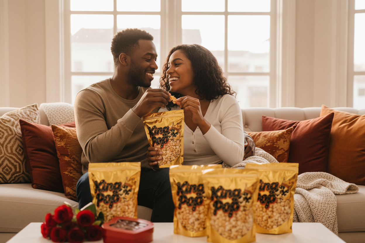 African American couple with KingPop branded bags