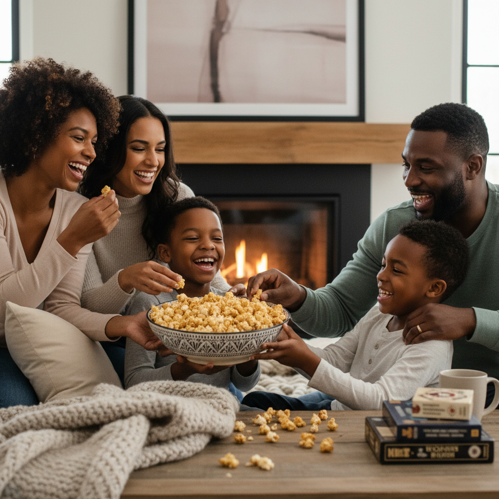 Family Enjoying Kettle Corn - Lifestyle Photo